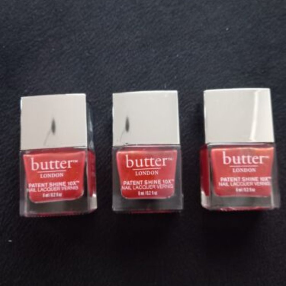 (3x) BUTTER LONDON PATENT SHINE 10X NAIL LACQUER VERNIS EMPIRE RED 0.2OZ